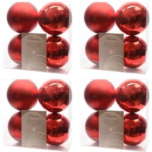 16x Kunststof kerstballen glanzend/mat kerst rood 10 cm kerstboom versiering/decoratie   -