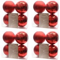 16x Kunststof kerstballen glanzend/mat kerst rood 10 cm kerstboom versiering/decoratie   -