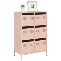 Hoge kast 68x39x101,5 cm staal roze