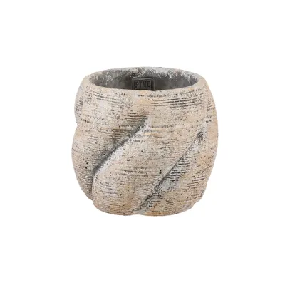 PTMD Bloempot Evanthia Taupe Swirl Laag Ø20cm