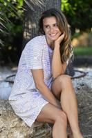 Katoenen bloemen nachthemd blauw