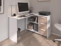 Hoekbureau INFINITY 3 lades wit/jackson eik