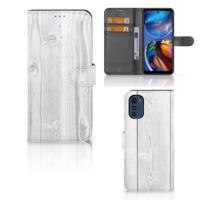 Motorola Moto E32 | Moto E32s | Book Style Case | White Wood