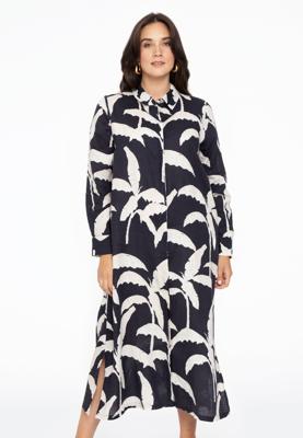 Yoek Lange blouse PALM TREE | Blauw | Maat 58/60