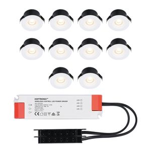 10x Cadiz - Mini 12V LED inbouwspot wit met trafo - 3 Watt - Niet dimbaar - IP44 waterdicht voor buiten - 2700K Warm wit - Lage inbouwdiepte 26mm - V