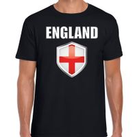 Engeland landen supporter t-shirt met Engelse vlag schild zwart heren - thumbnail