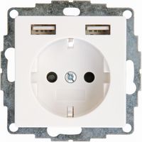 KOPP - Wandcontactdoos - Athenis HK07 - Inbouw - 1-voudig Stopcontact - 2-voudig USB Aansluiting - Randaarde - Kinderbeveiliging - Helder Glans Wit