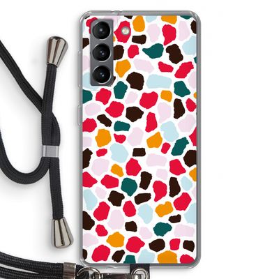 Colored Giraffe: Samsung Galaxy S21 Transparant Hoesje met koord