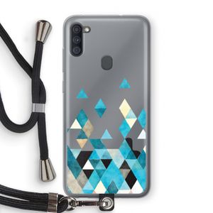 Gekleurde driehoekjes blauw: Samsung Galaxy A11 Transparant Hoesje met koord