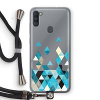 Gekleurde driehoekjes blauw: Samsung Galaxy A11 Transparant Hoesje met koord