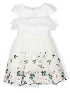 Monnalisa robe à fleurs - Blanc