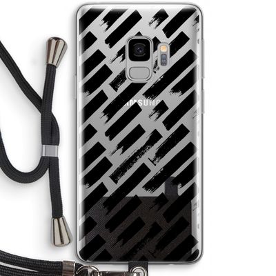 Zwarte vegen: Samsung Galaxy S9 Transparant Hoesje met koord