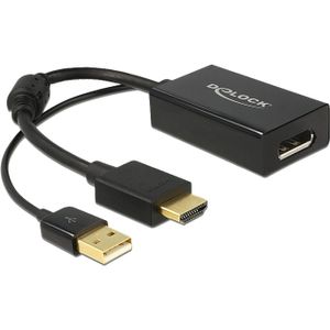 DeLOCK 0.245m HDMI+USB2.0-A/DisplayPort 0,254 m HDMI + USB Zwart