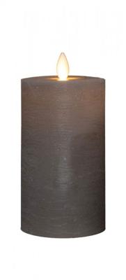 Stompkaars rustiek wax bewegende vlam 12,5x7,5 cm taupe - Annas collection