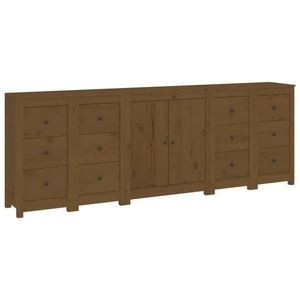 The Living Store Dressoir Grenenhout - Massief - Honingbruin - 230x35x80cm - Opbergruimte