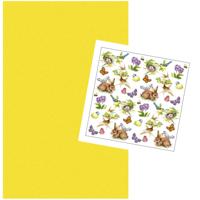 Pasen tafel dekken decoratie set - geel tafelkleed 138 x 220 cm - en 20x paas thema servetten
