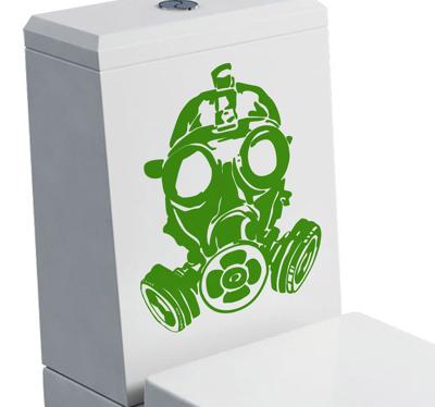 Sticker decoratie gasmasker WC