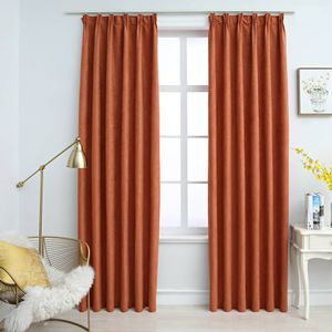 VidaXL Gordijnen verduisterend met haken 2 st 140x245 cm roestkleurig