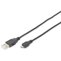 Digitus USB-kabel USB 2.0 USB-A stekker, USB-micro-B stekker 1.80 m Zwart Rond, Afgeschermd (dubbel) DB-300127-018-S