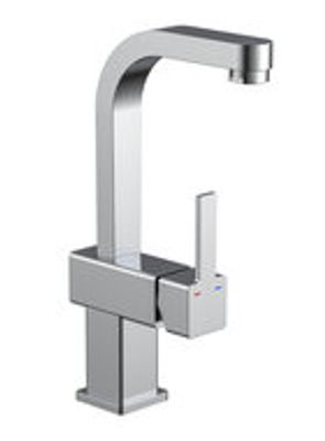 SIGNO ééngreepsmengkraan wastafel, chroom met hoge uitloop keramische schijven geluidsarme, verwisselbare 25 mm cartouche flexibele metalen aansluitslangen 1 ¼" (Ø ca. 4 cm) Push-Pop-up afvo
