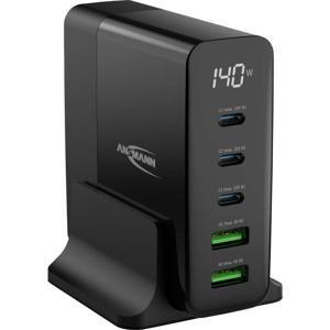 Ansmann Desktop Ladegerät mit Display DC5140PD 140W USB-oplader 140 W Binnen Aantal uitgangen: 5 x USB, USB-C