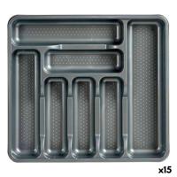 Bestekorganizer Kinvara Grijs Plastic 39 x 5 x 42,5 cm 42,5 x 5 x 39 cm (15 Stuks)