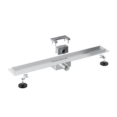 Fortifura Galeria Douchegoot - 80cm - zonder rooster - vloerflens - Geborsteld RVS PVD (RVS) YZ-A80-Basic-drain
