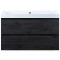 Maxx XL Badmeubelset 100 cm - Black Oak - Wastafel Just Zonder Kraangat