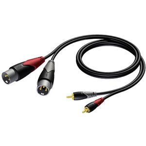 Procab CLA701/3 verloopkabel 2x XLR male naar 2x RCA 3m