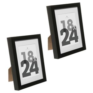 Fotolijstje voor een foto van 18 x 24 cm - 2x stuks - zwart - foto frame Eva - modern/strak ontwerp