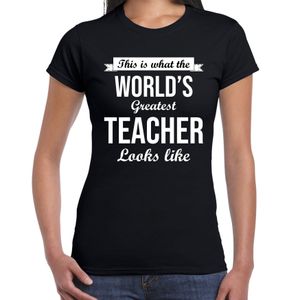 Worlds greatest teacher lerares cadeau t-shirt zwart voor dames 2XL  -