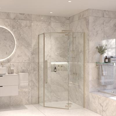 Vijfhoekige Douchecabine Sanivo Vigo 90x90x200 cm RVS Look Vijfhoekige Douchecabine Sanivo Vigo 90x90x200 cm RVS Look