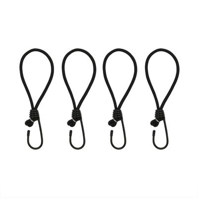 Spanelastiek - 4x stuks - tentspanner met haak - zwart - spanners