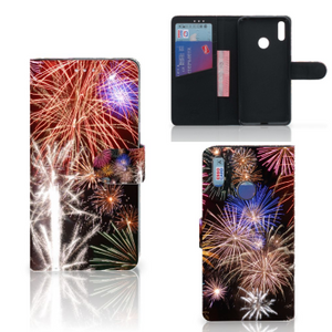 Huawei Y7 (2019) Wallet Case met Pasjes Vuurwerk