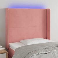 Hoofdbord LED 93x16x118/128 cm fluweel roze