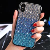 TPU + epoxy Flash Diamond Tri-Color Gradient telefoon beschermende case voor iPhone XS/X (gradiënt blauw)