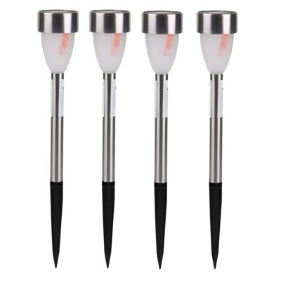 Sunnydays Tuinlampen / prikspot Solar Lumora - 4x - zilver - RVS - waterbestendig - 36 cm