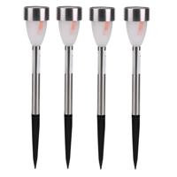 Sunnydays Tuinlampen / prikspot Solar Lumora - 4x - zilver - RVS - waterbestendig - 36 cm