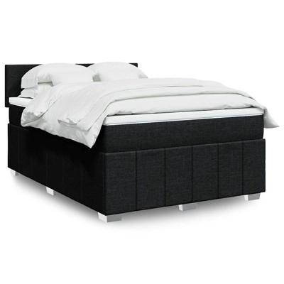Boxspring met matras stof zwart 140x200 cm