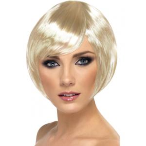 Carnaval verkleed damespruik met kort haar - blond - Supermodel Bobline