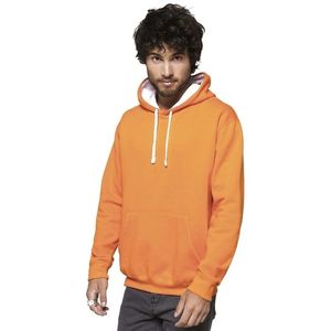 Oranje/witte sweater/trui hoodie voor heren