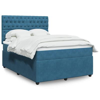 Boxspring met matras fluweel blauw 140x190 cm
