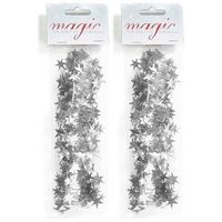 2x Kerst lametta guirlandes zilver 750cm kerstboom versiering/decoratie   - - thumbnail