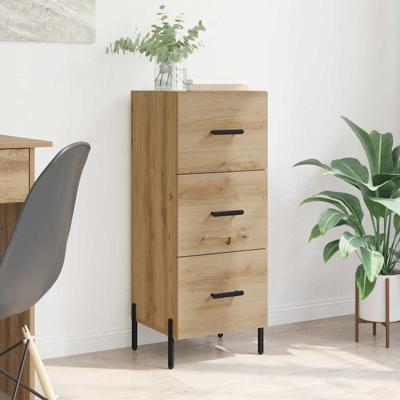 Dressoir artisanaal eikenkleurig 34 x 34.5 x 90 cm Bewerkt hout