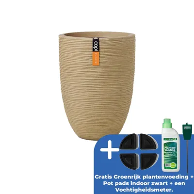 Vaas elegant rib nl d34h46cm beige