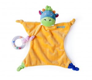 Miniland knuffeldoekje Moogy 25 cm oranje/groen