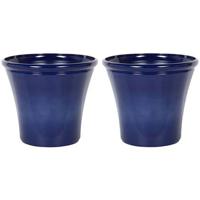 Beliani - KOKKINO - Bloempot set - Blauw - 50 cm- Klei-vezelmengsel