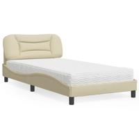 Bed met matras stof crèmekleurig 100x200 cm