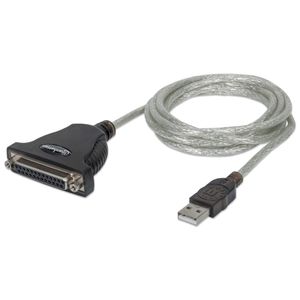 Manhattan USB 1.1 Aansluitkabel [1x USB 1.1 stekker A - 1x D-sub bus 25-polig] Adapter 1.80 m