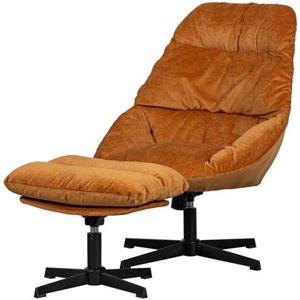 WOOOD Yaro Fauteuil Met Hocker - Chenille - Ginger - 94x71x83